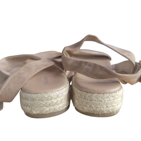 Old Navy Sandals Size 10 Tan Faux Suede Platform Sandal Espadrille Summer - Picture 4 of 9